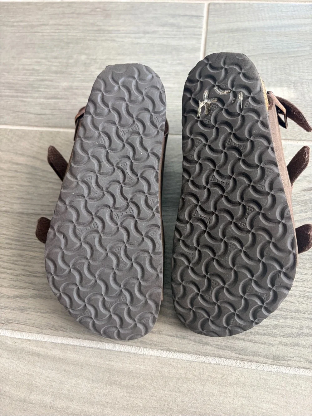 Birkenstock Kids Brown Double-Buckle Leather Sandals